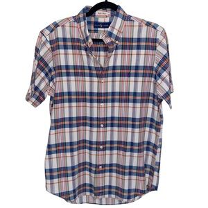 Ralph Lauren Shirt Mens Medium Bleeding Madras Plaid Polo India Preppy Coastal